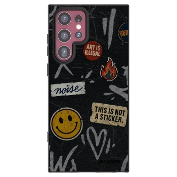 Picasee Μαύρη θήκη σιλικόνης για Samsung Galaxy S22 Ultra 5G - STICKERS x TAGS
