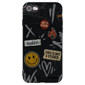 Picasee Μαύρη θήκη σιλικόνης για Apple iPhone SE 2022 - STICKERS x TAGS