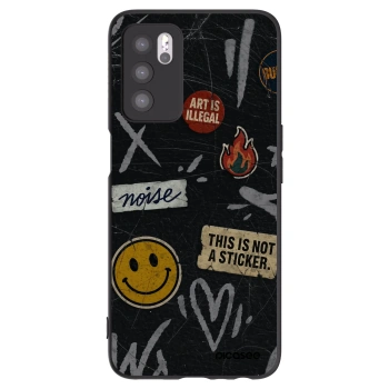 Picasee Μαύρη θήκη σιλικόνης για OPPO A16 - STICKERS x TAGS