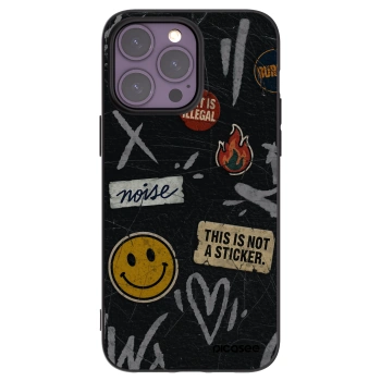 Picasee Μαύρη θήκη σιλικόνης για Apple iPhone 14 Pro Max - STICKERS x TAGS