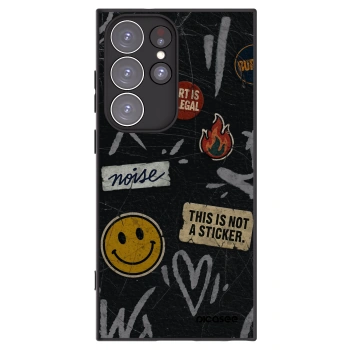 Picasee Μαύρη θήκη σιλικόνης για Samsung Galaxy S23 Ultra 5G - STICKERS x TAGS