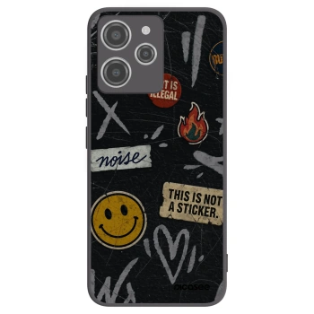 Picasee Μαύρη θήκη σιλικόνης για Xiaomi Redmi 12 4G - STICKERS x TAGS
