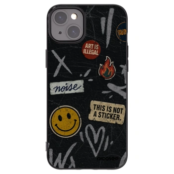 Picasee Μαύρη θήκη σιλικόνης για Apple iPhone 15 Plus - STICKERS x TAGS