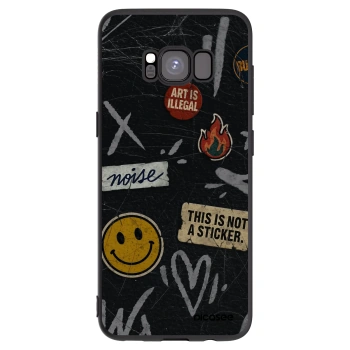 Picasee Μαύρη θήκη σιλικόνης για Samsung Galaxy S8 G950F - STICKERS x TAGS