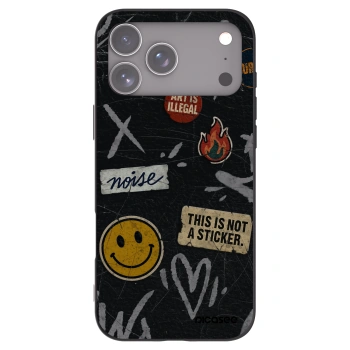 Picasee Μαύρη θήκη σιλικόνης για Apple iPhone 17 Pro Max - STICKERS x TAGS