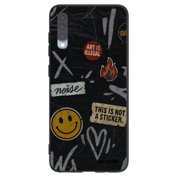 Picasee Μαύρη θήκη σιλικόνης για Samsung Galaxy A70 A705F - STICKERS x TAGS