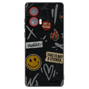 Picasee Μαύρη θήκη σιλικόνης για Motorola Edge 50 Fusion - STICKERS x TAGS