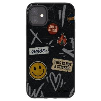 Picasee Μαύρη θήκη σιλικόνης για Apple iPhone 11 - STICKERS x TAGS