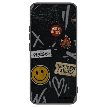 Picasee Μαύρη θήκη σιλικόνης για Xiaomi Redmi Note 9 Pro - STICKERS x TAGS