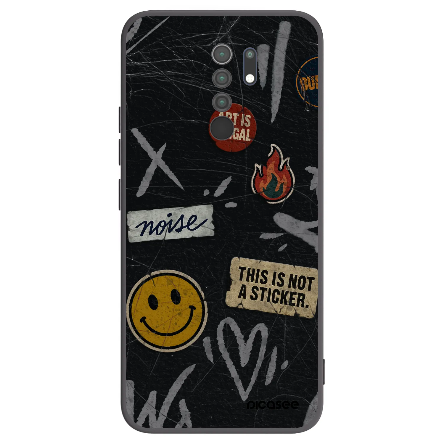 Picasee Μαύρη θήκη σιλικόνης για Xiaomi Redmi 9 - STICKERS x TAGS