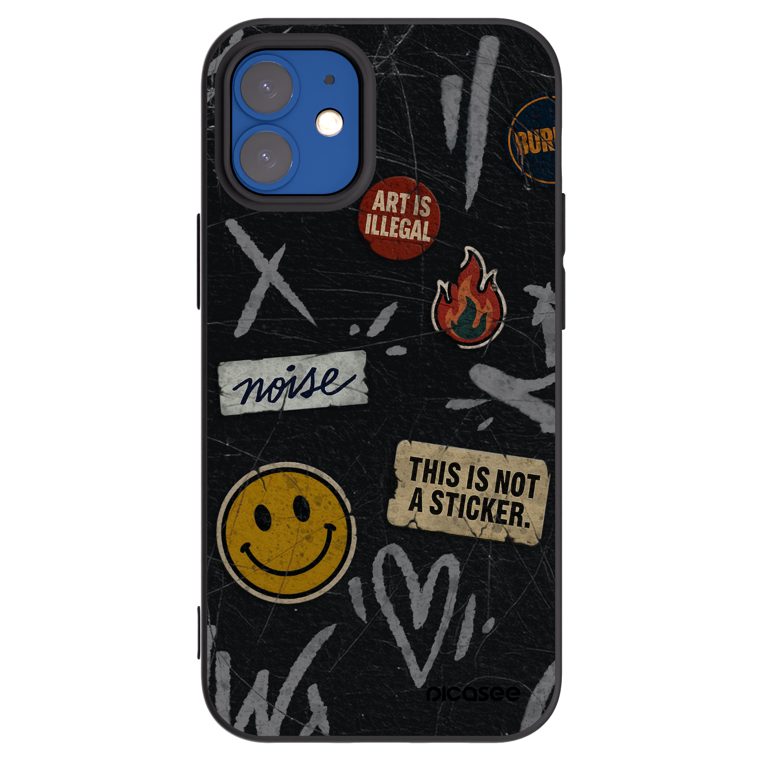 Picasee Μαύρη θήκη σιλικόνης για Apple iPhone 12 mini - STICKERS x TAGS