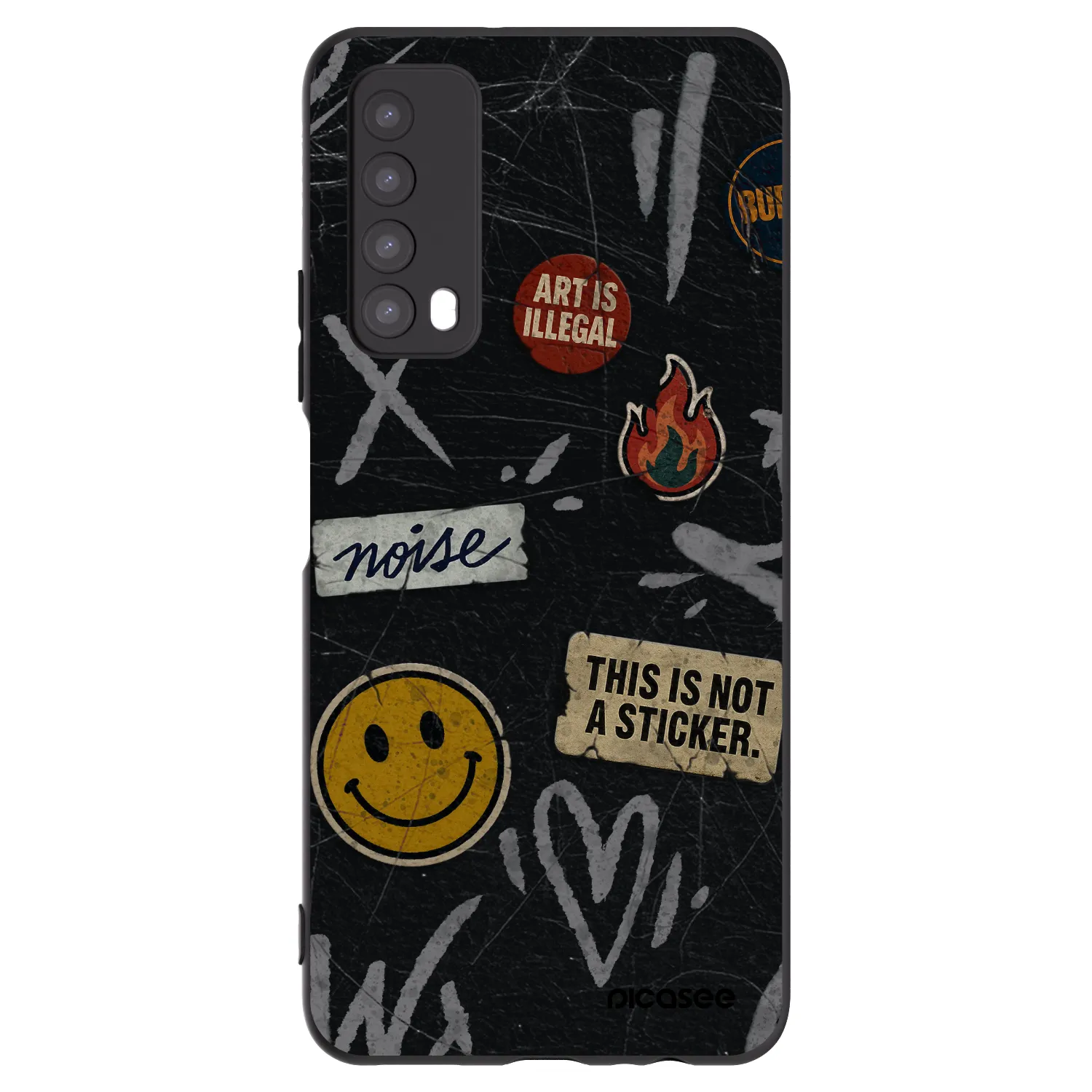 Picasee Μαύρη θήκη σιλικόνης για Huawei P Smart 2021 - STICKERS x TAGS