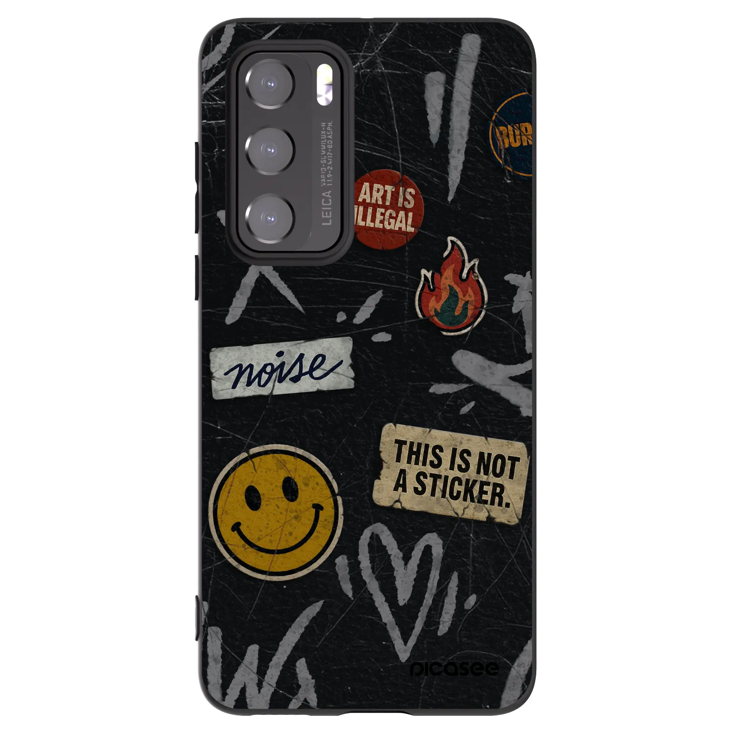 Picasee Μαύρη θήκη σιλικόνης για Huawei P40 - STICKERS x TAGS