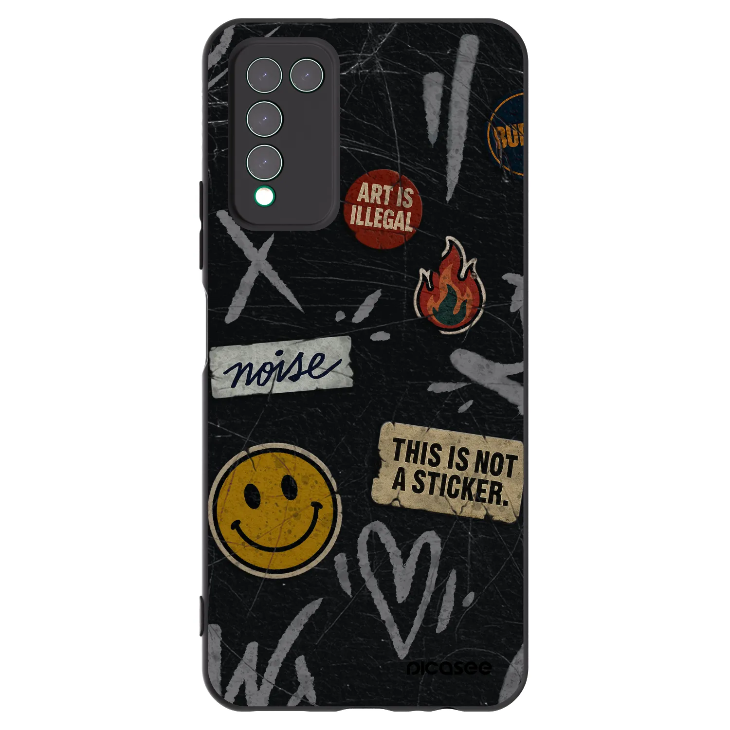 Picasee Μαύρη θήκη σιλικόνης για Honor 10X Lite - STICKERS x TAGS