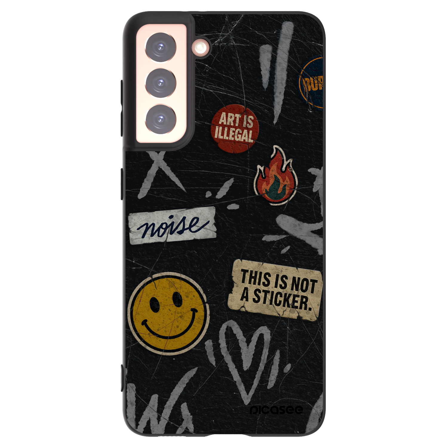Picasee Μαύρη θήκη σιλικόνης για Samsung Galaxy S21 5G G991B - STICKERS x TAGS