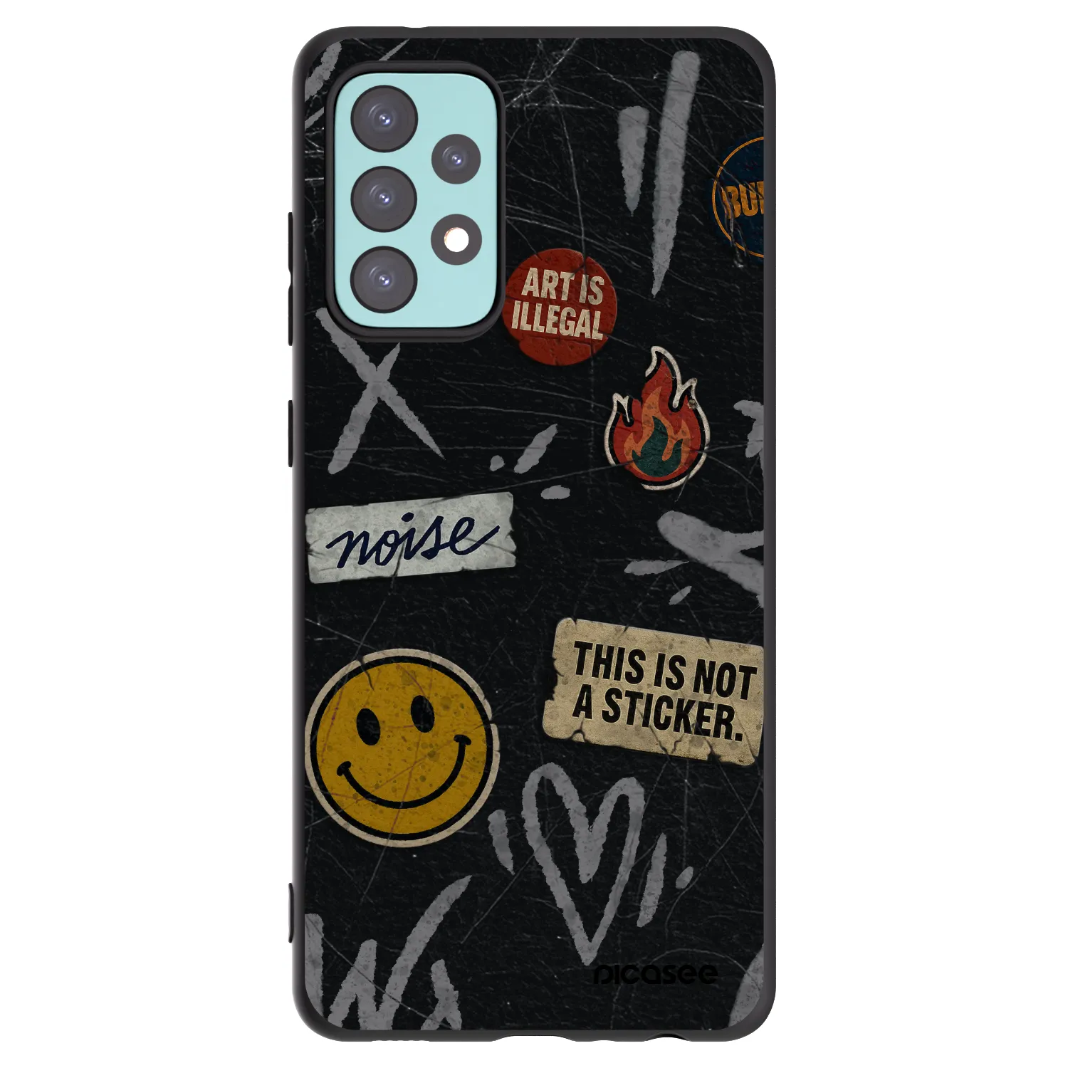Picasee Μαύρη θήκη σιλικόνης για Samsung Galaxy A72 A725F - STICKERS x TAGS