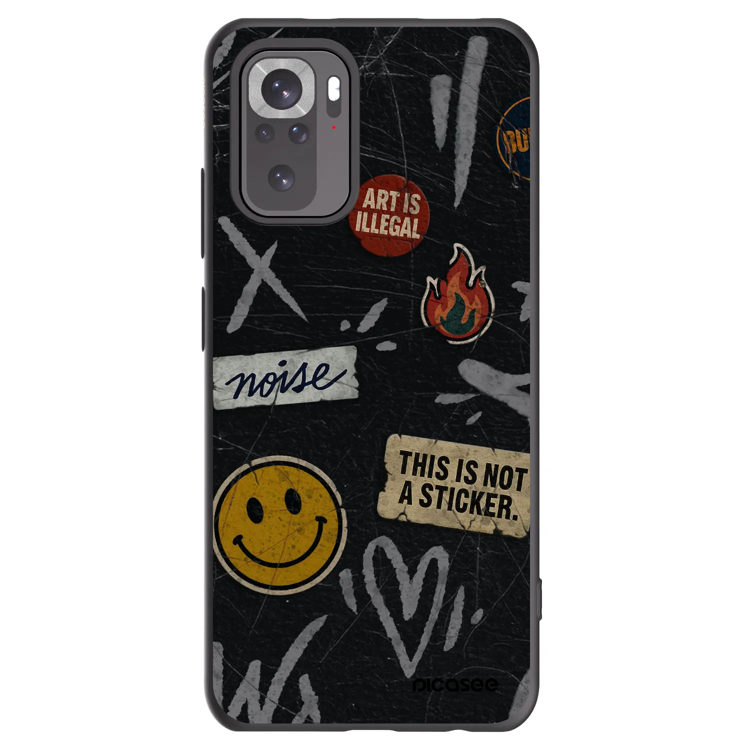 Picasee Μαύρη θήκη σιλικόνης για Xiaomi Redmi Note 10S - STICKERS x TAGS