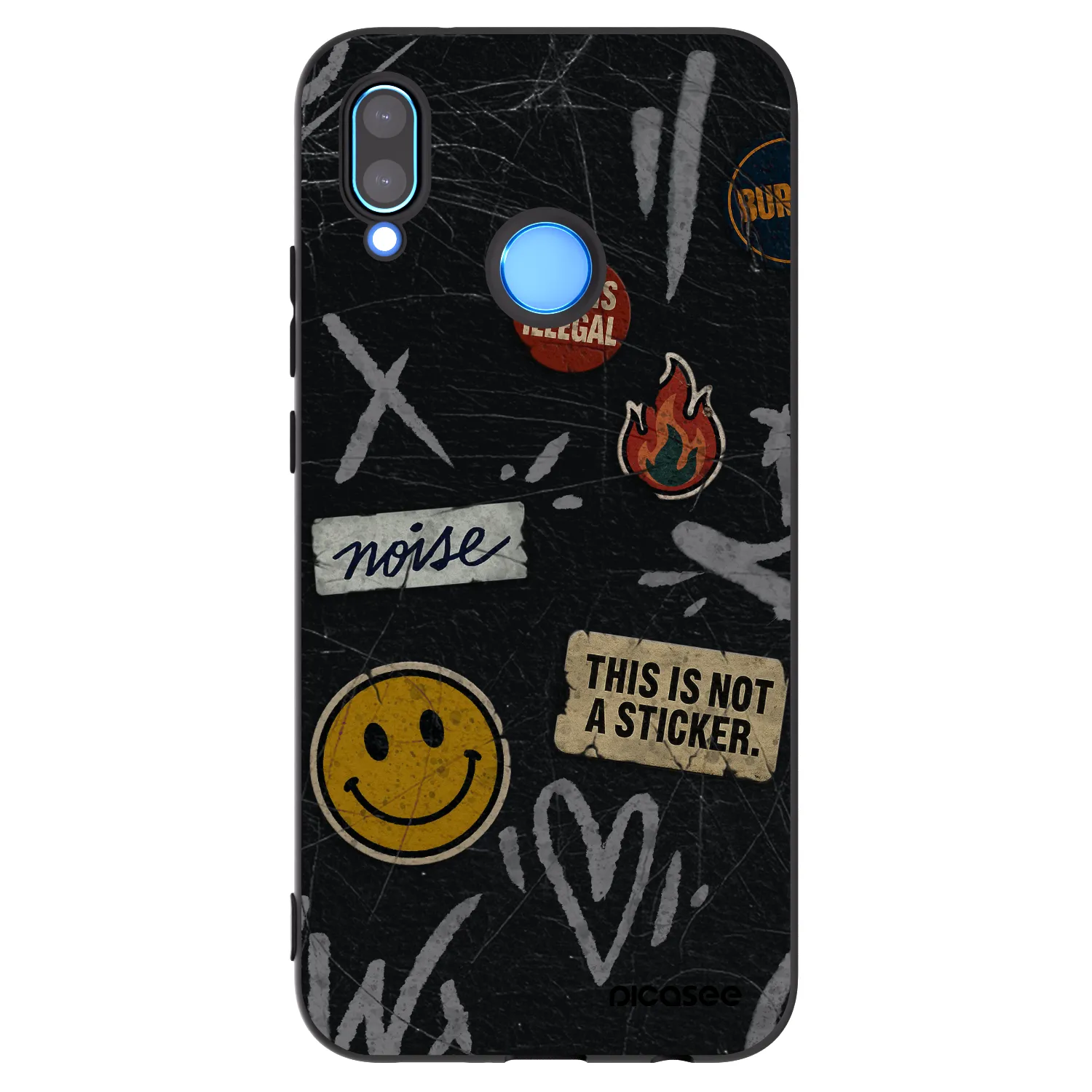 Picasee Μαύρη θήκη σιλικόνης για Huawei P20 Lite - STICKERS x TAGS