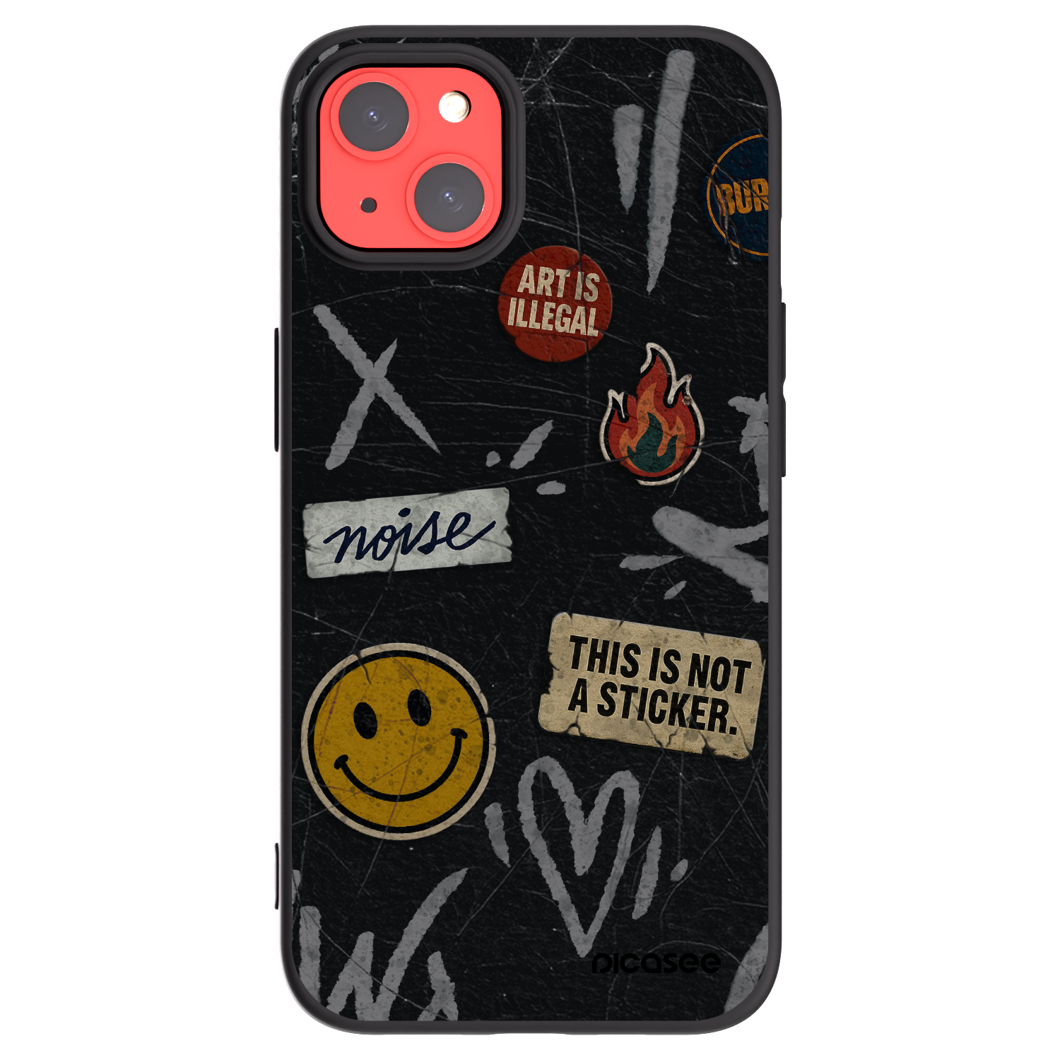 Picasee Μαύρη θήκη σιλικόνης για Apple iPhone 13 - STICKERS x TAGS