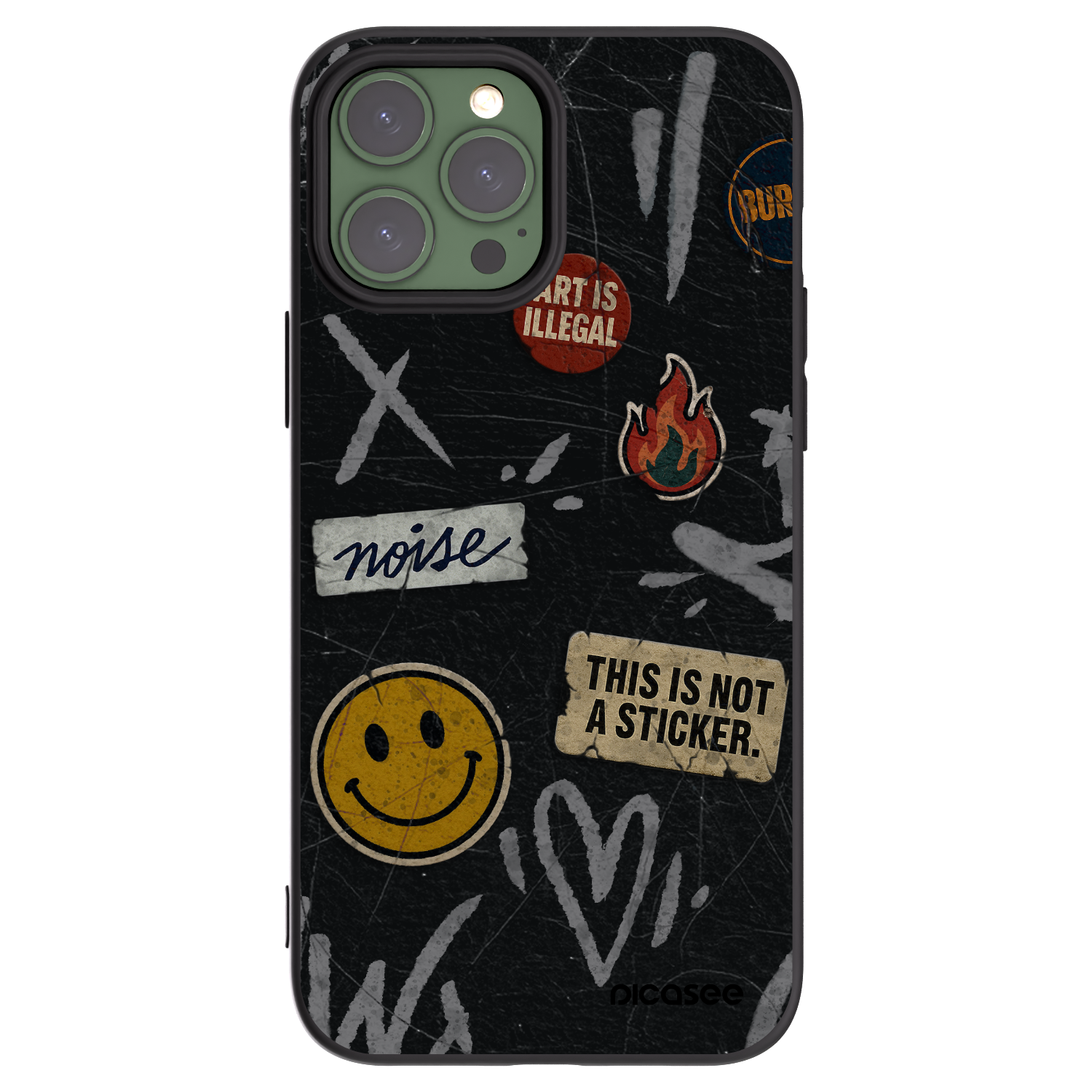 Picasee Μαύρη θήκη σιλικόνης για Apple iPhone 13 Pro Max - STICKERS x TAGS