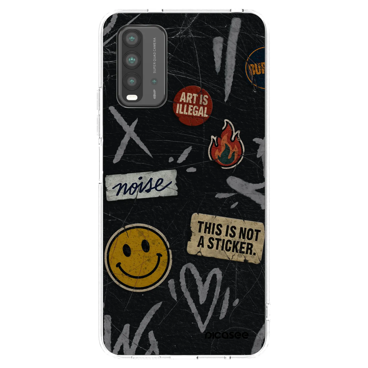 Picasee Μαύρη θήκη σιλικόνης για Xiaomi Redmi 9T - STICKERS x TAGS
