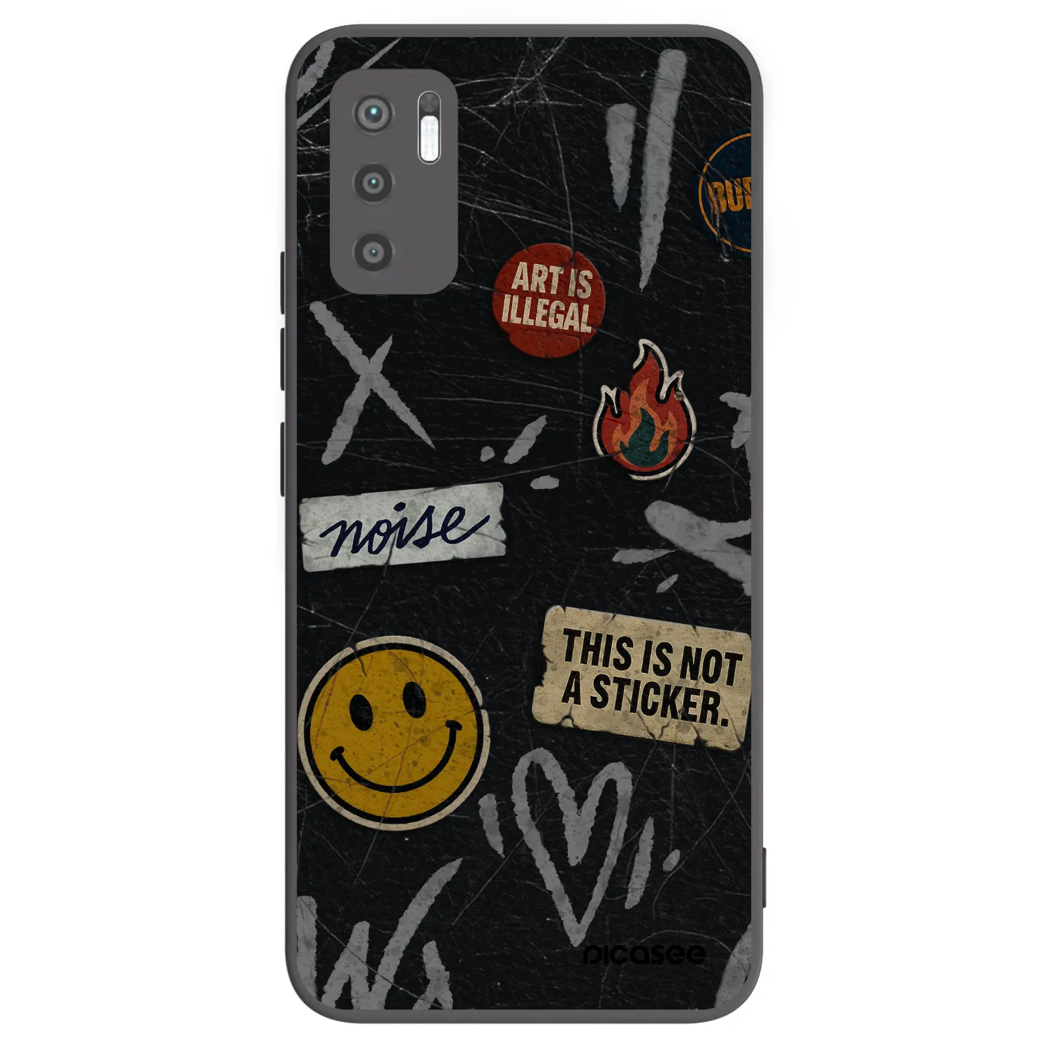 Picasee Μαύρη θήκη σιλικόνης για Xiaomi Redmi Note 10 5G - STICKERS x TAGS