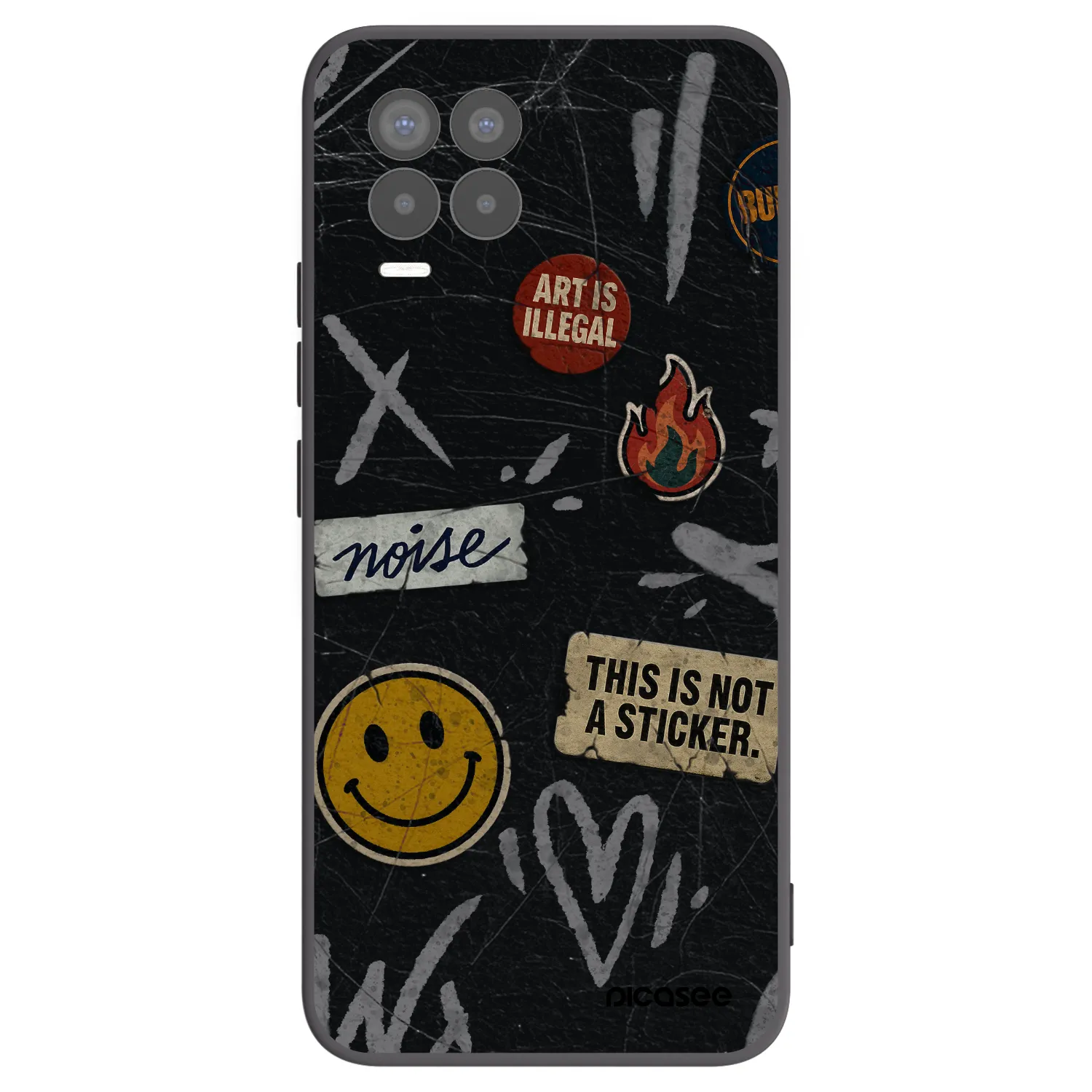 Picasee Μαύρη θήκη σιλικόνης για Realme 8 4G - STICKERS x TAGS