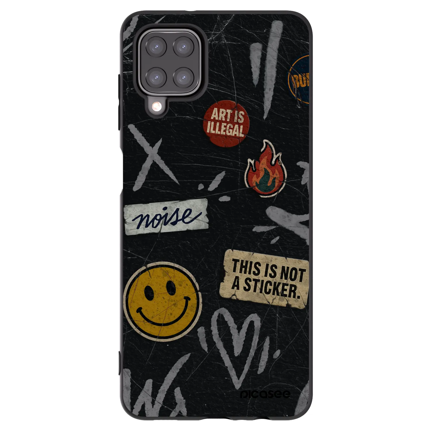 Picasee Μαύρη θήκη σιλικόνης για Samsung Galaxy M12 M127F - STICKERS x TAGS