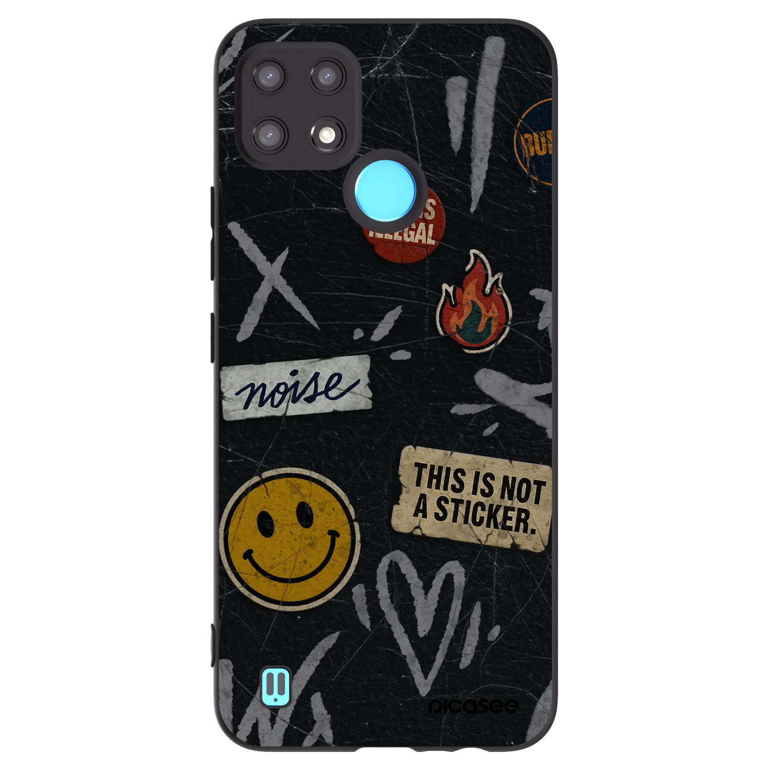 Picasee Μαύρη θήκη σιλικόνης για Realme C21 - STICKERS x TAGS
