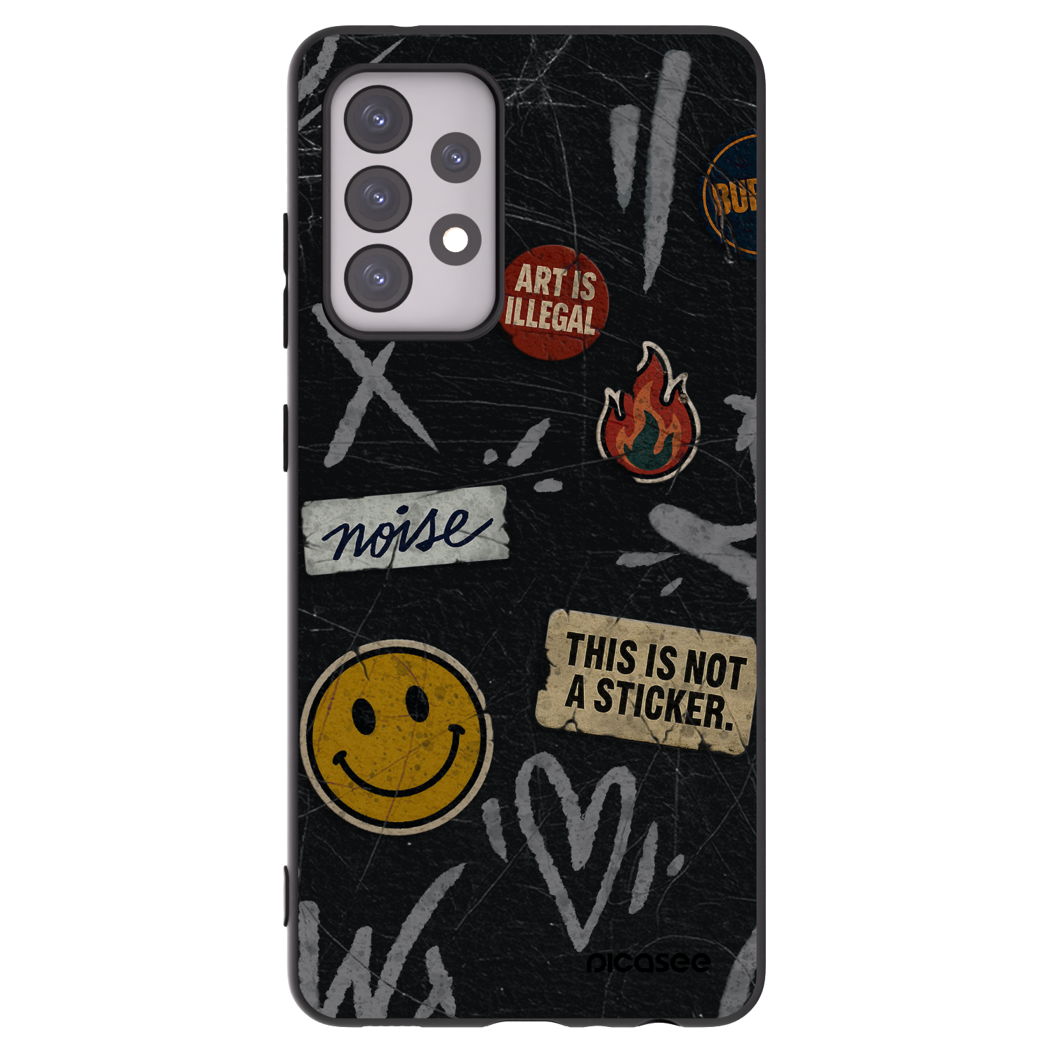 Picasee Μαύρη θήκη σιλικόνης για Samsung Galaxy A52s 5G A528B - STICKERS x TAGS