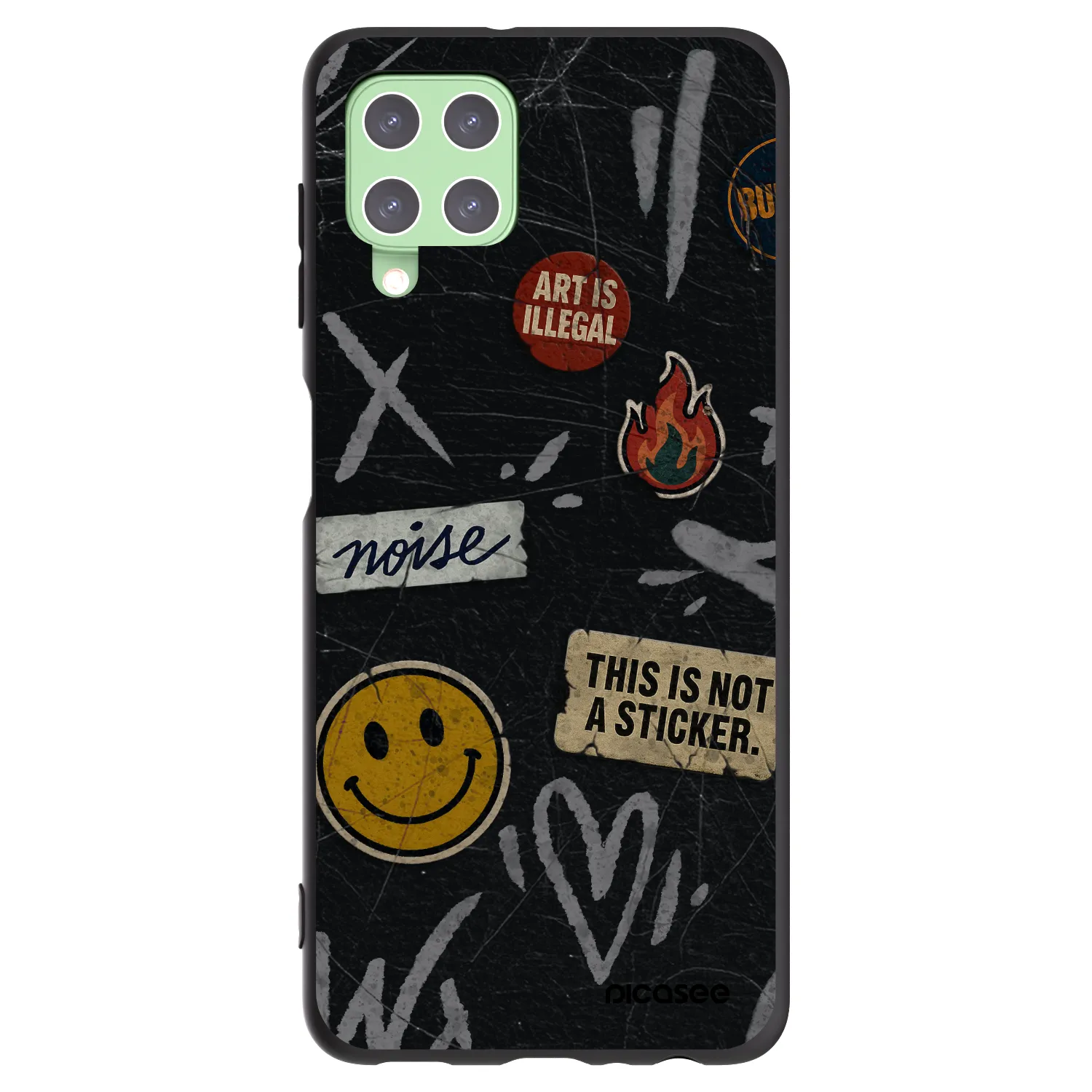 Picasee Μαύρη θήκη σιλικόνης για Samsung Galaxy A22 A225F 4G - STICKERS x TAGS