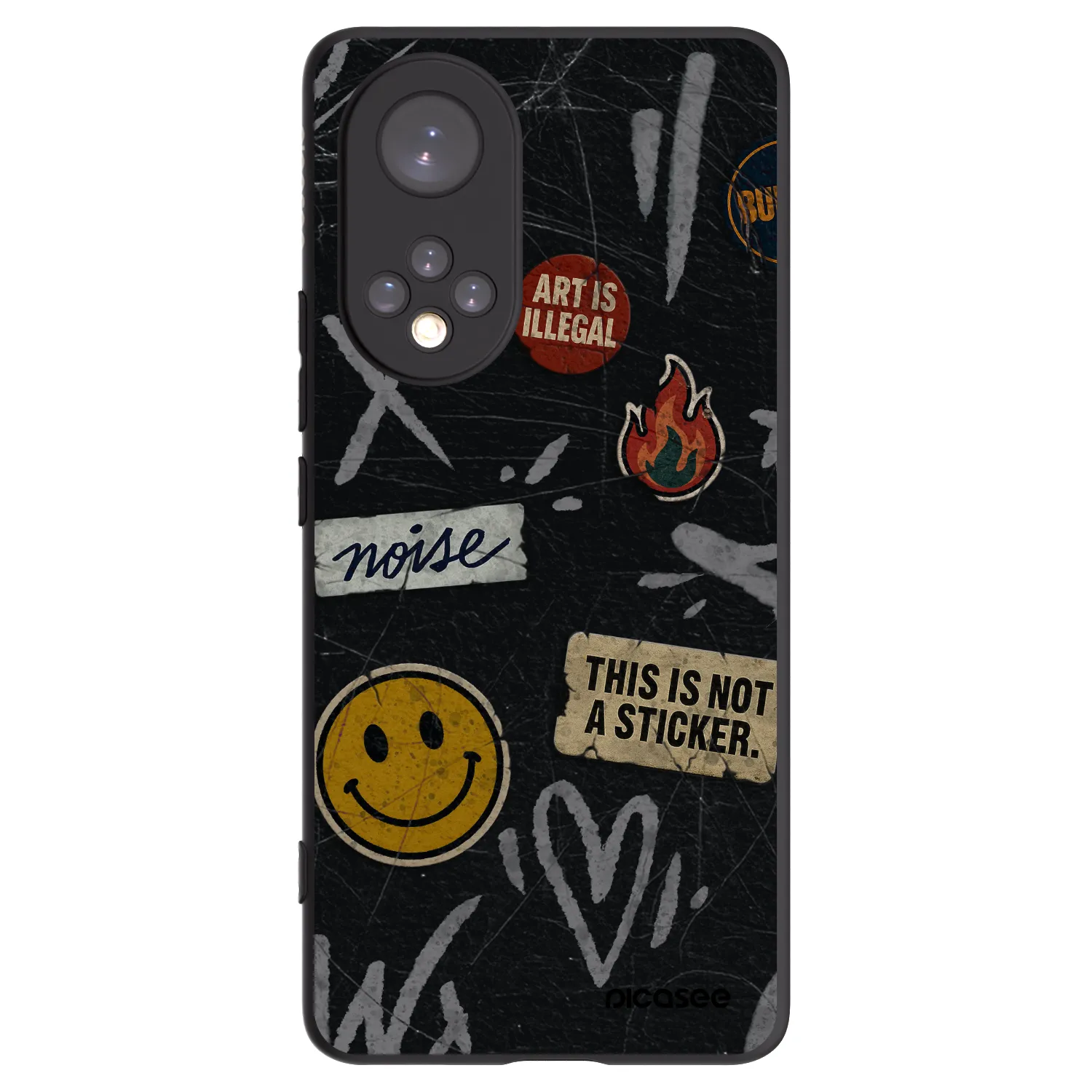 Picasee Μαύρη θήκη σιλικόνης για Honor 50 5G - STICKERS x TAGS