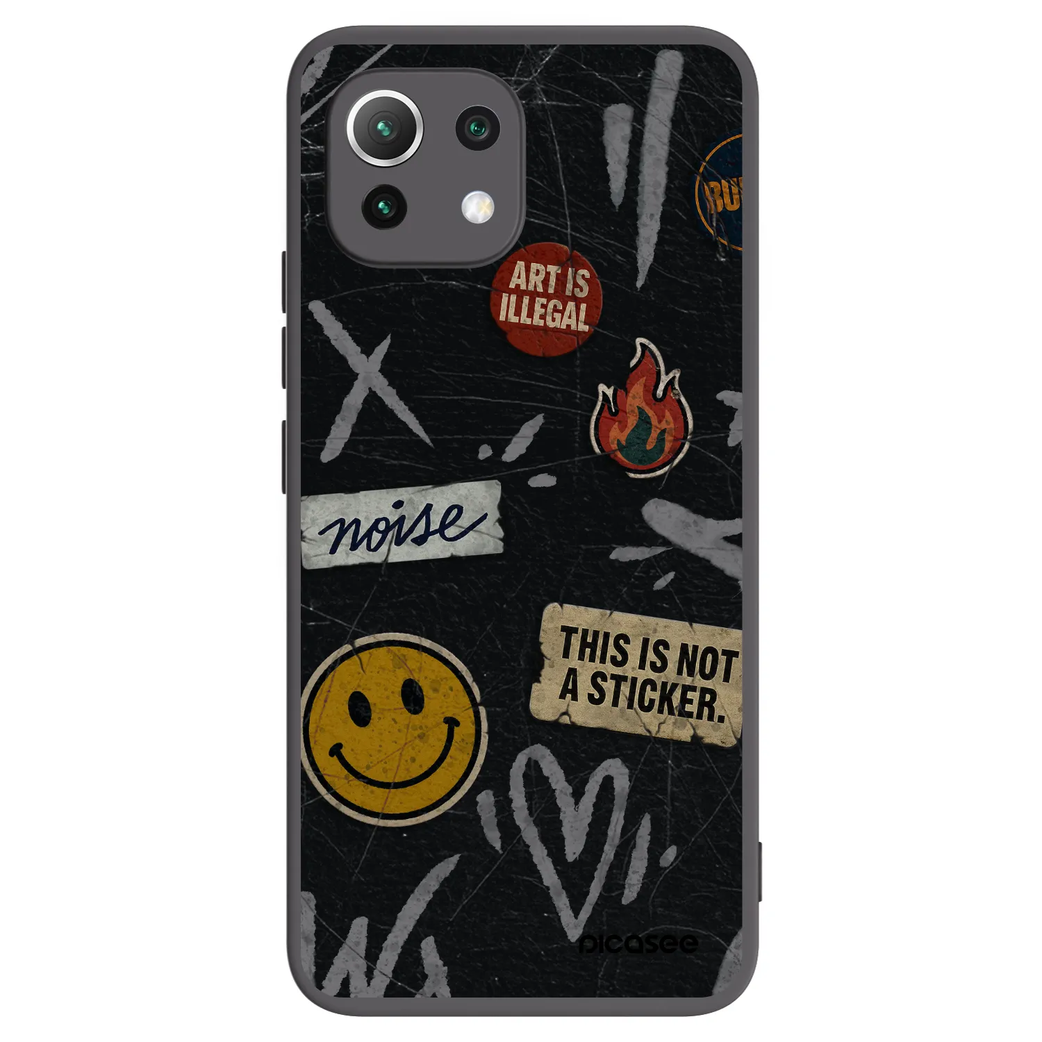 Picasee Μαύρη θήκη σιλικόνης για Xiaomi 11 Lite 5G NE - STICKERS x TAGS