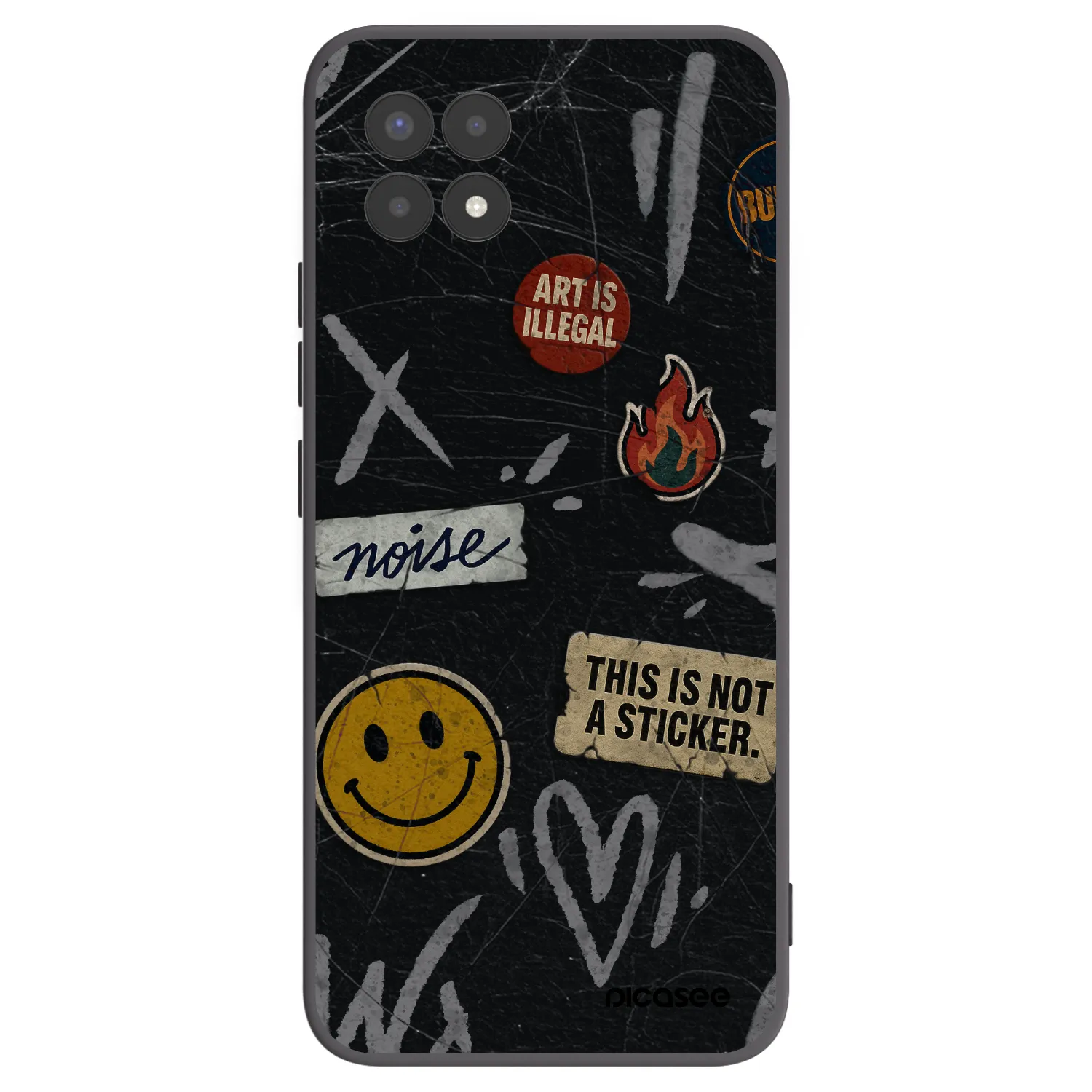 Picasee Μαύρη θήκη σιλικόνης για Realme 8i - STICKERS x TAGS