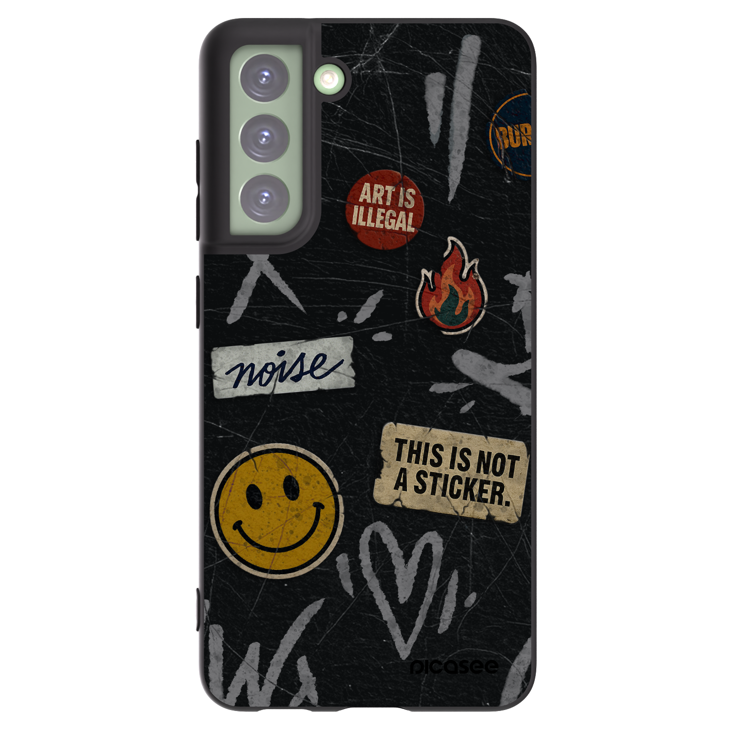Picasee Μαύρη θήκη σιλικόνης για Samsung Galaxy S21 FE 5G - STICKERS x TAGS