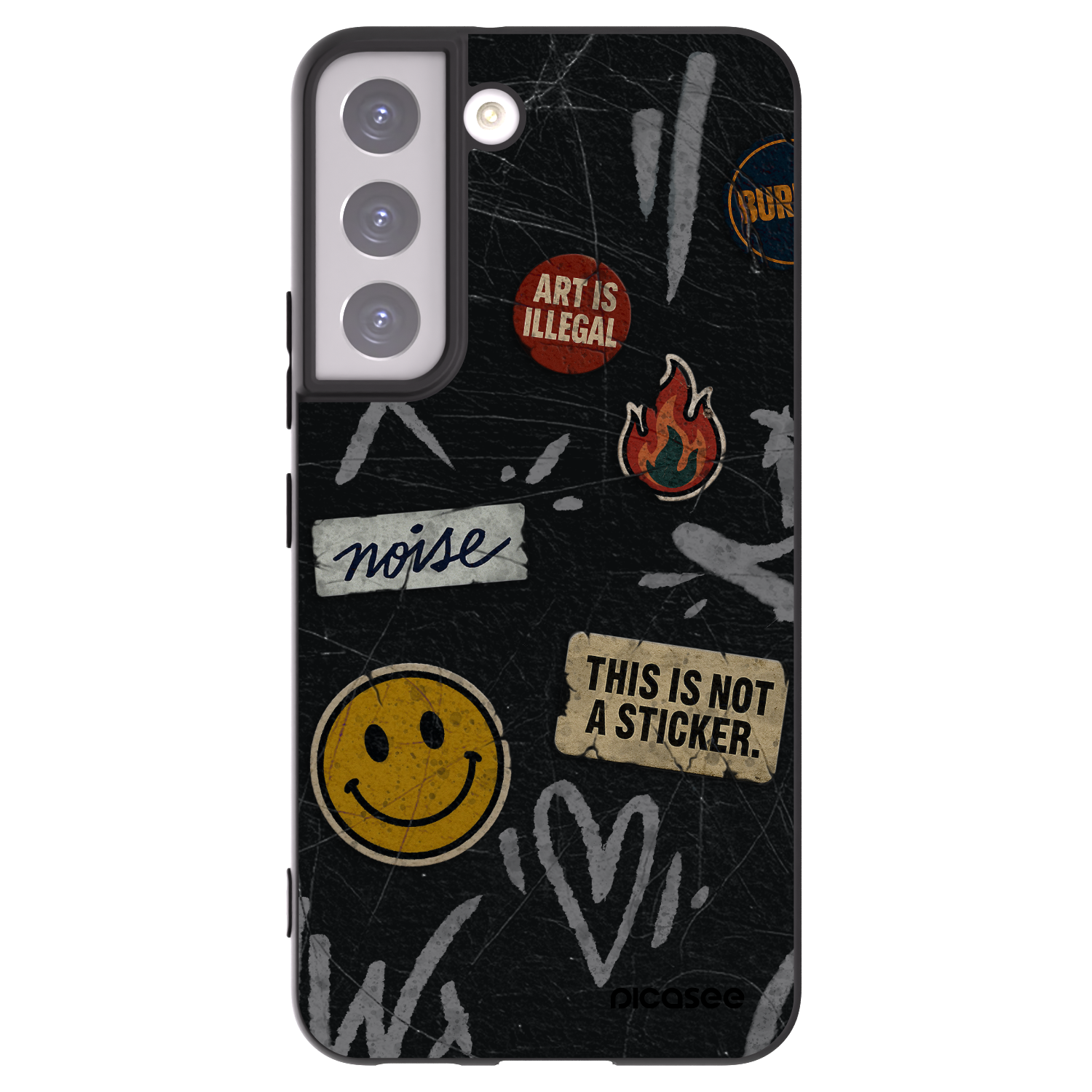 Picasee Μαύρη θήκη σιλικόνης για Samsung Galaxy S22 5G - STICKERS x TAGS