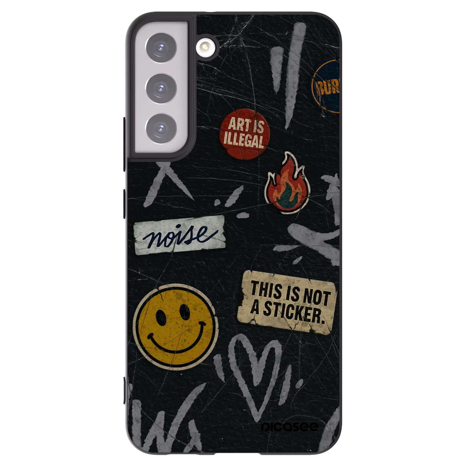 Picasee Μαύρη θήκη σιλικόνης για Samsung Galaxy S22+ 5G - STICKERS x TAGS