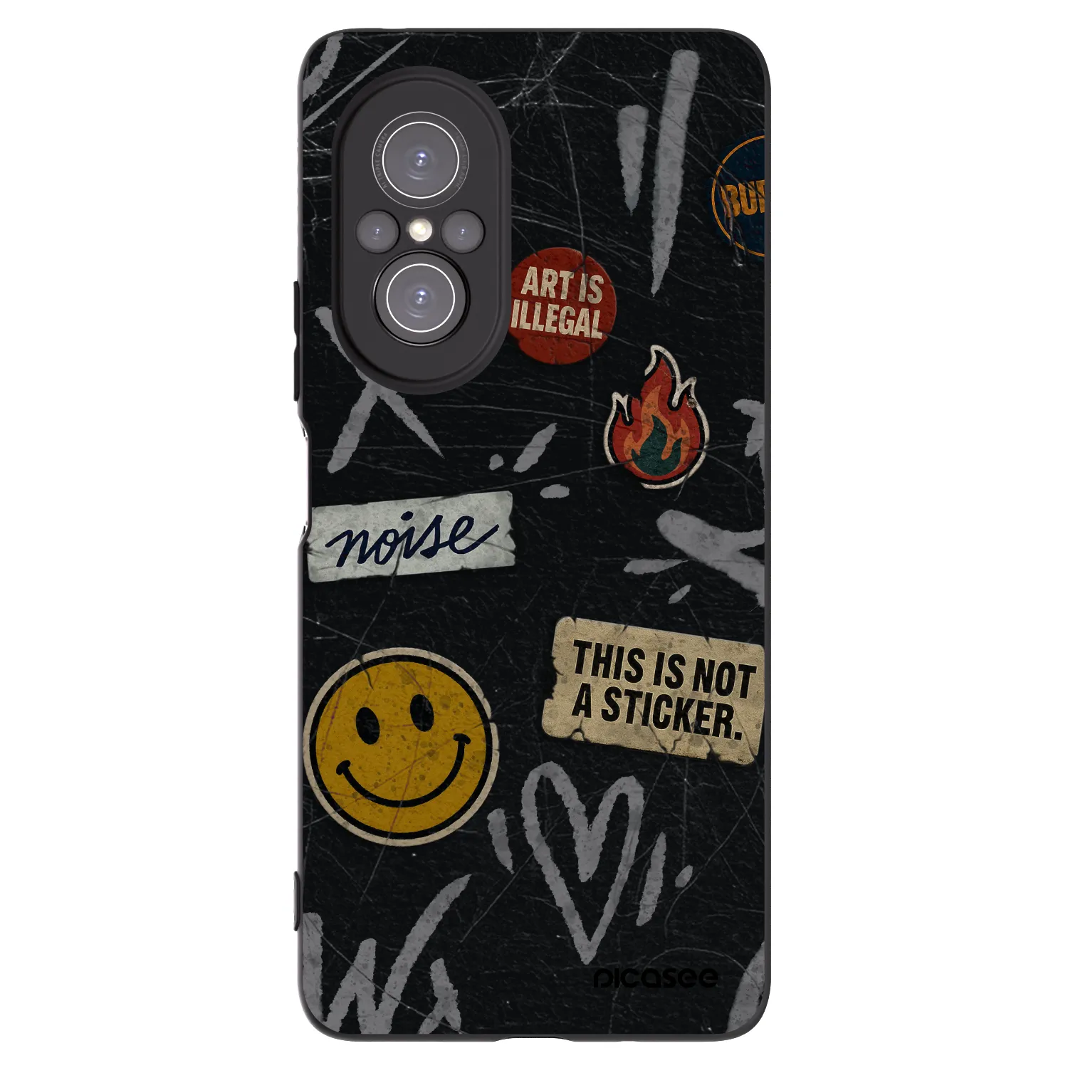 Picasee Μαύρη θήκη σιλικόνης για Huawei Nova 9 SE - STICKERS x TAGS