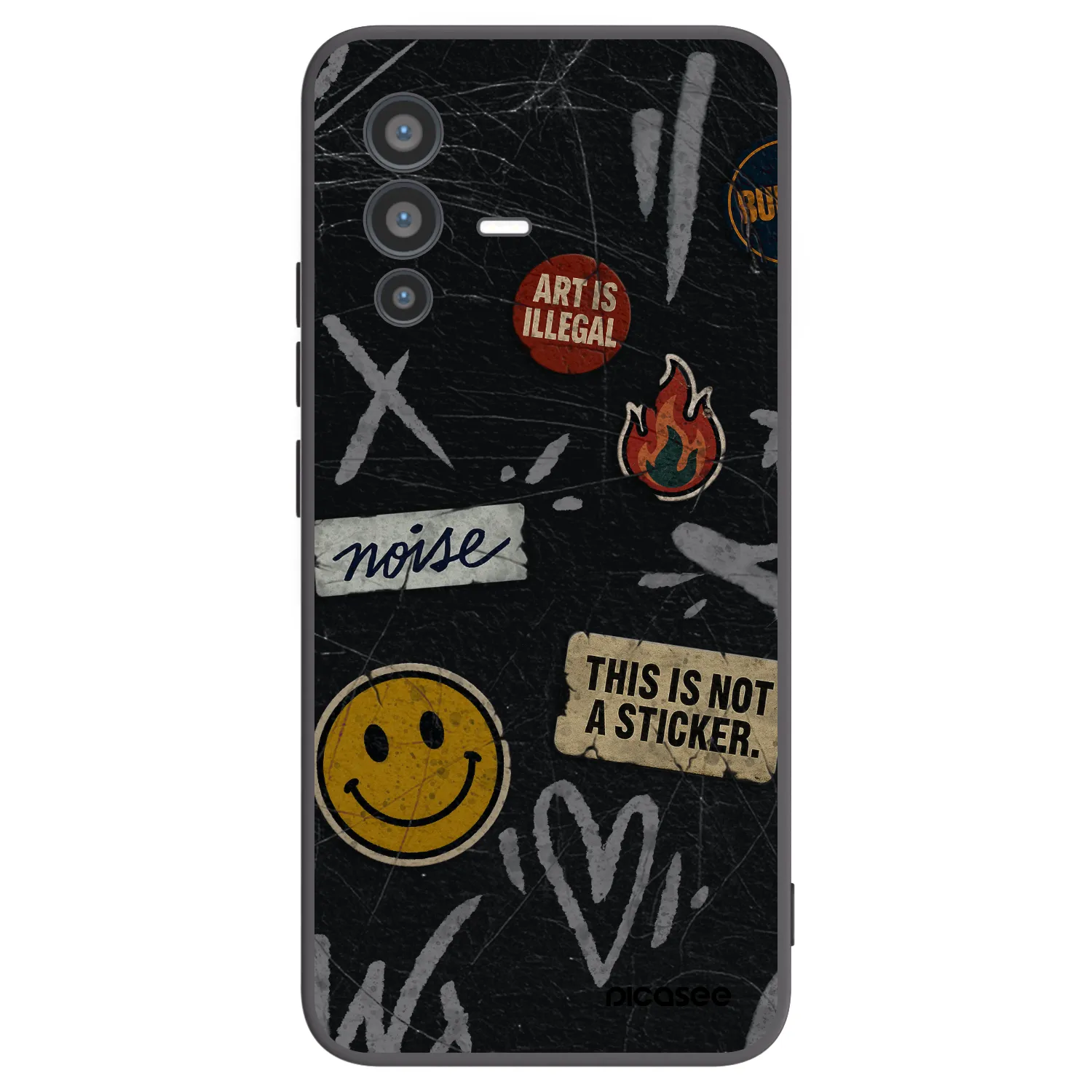 Picasee Μαύρη θήκη σιλικόνης για Vivo V23 5G - STICKERS x TAGS