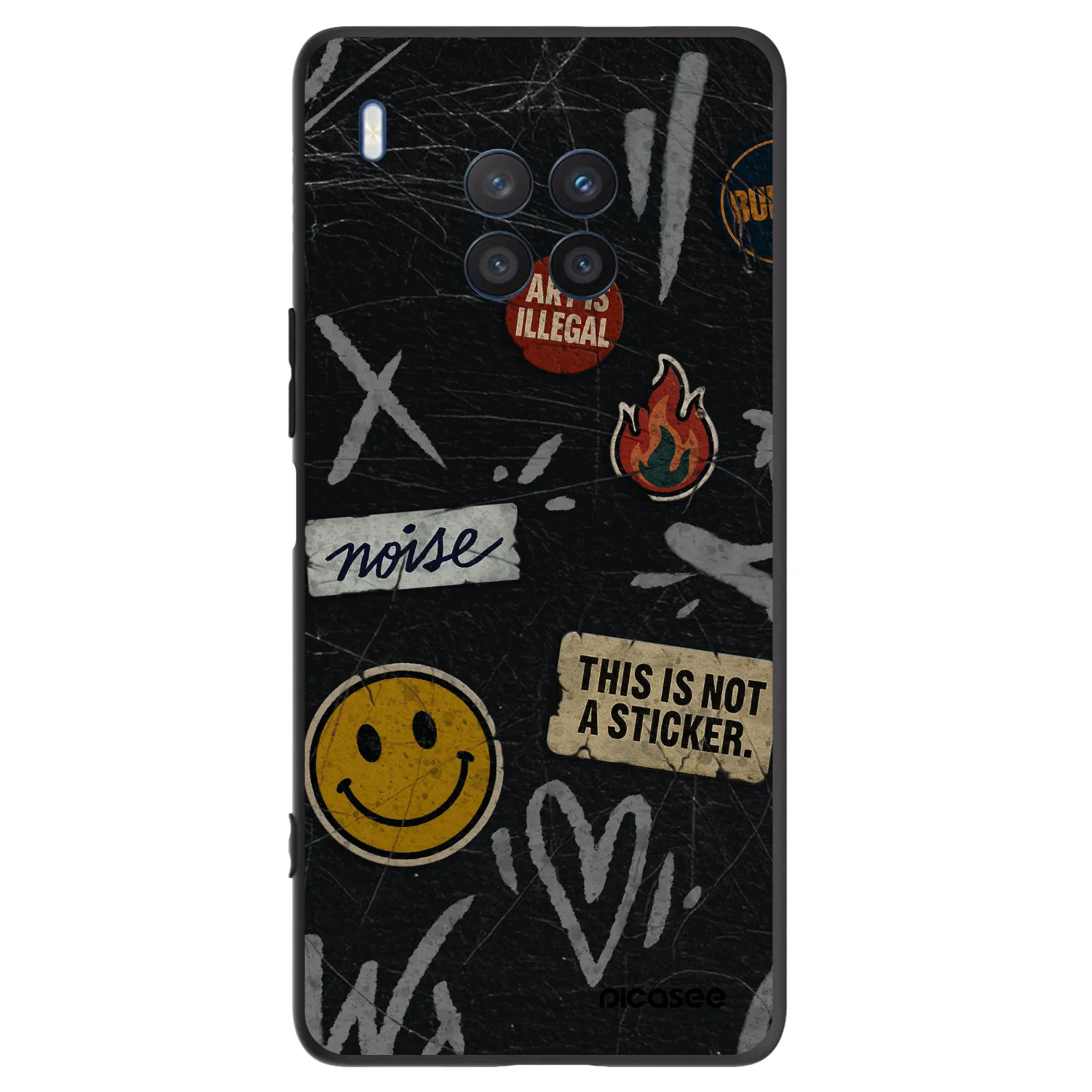 Picasee Μαύρη θήκη σιλικόνης για Honor 50 Lite - STICKERS x TAGS
