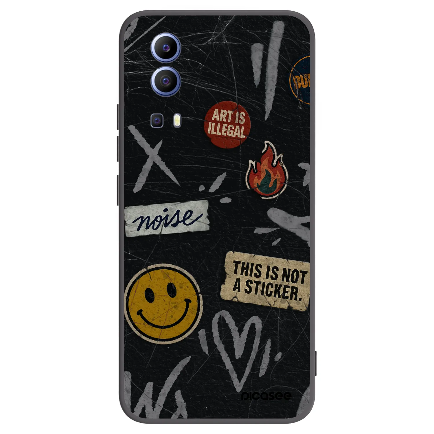 Picasee Μαύρη θήκη σιλικόνης για Vivo Y52 5G - STICKERS x TAGS