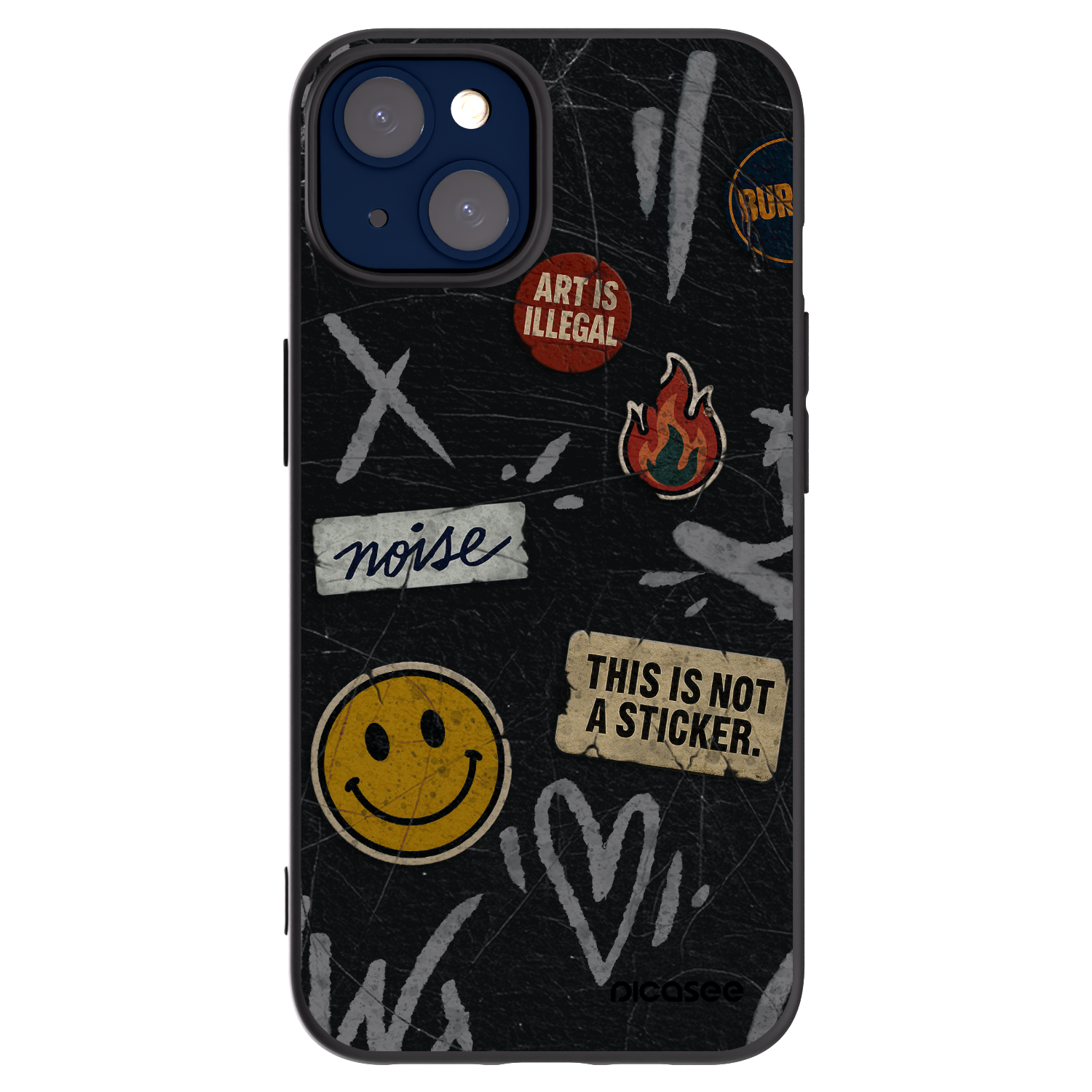 Picasee Μαύρη θήκη σιλικόνης για Apple iPhone 14 - STICKERS x TAGS