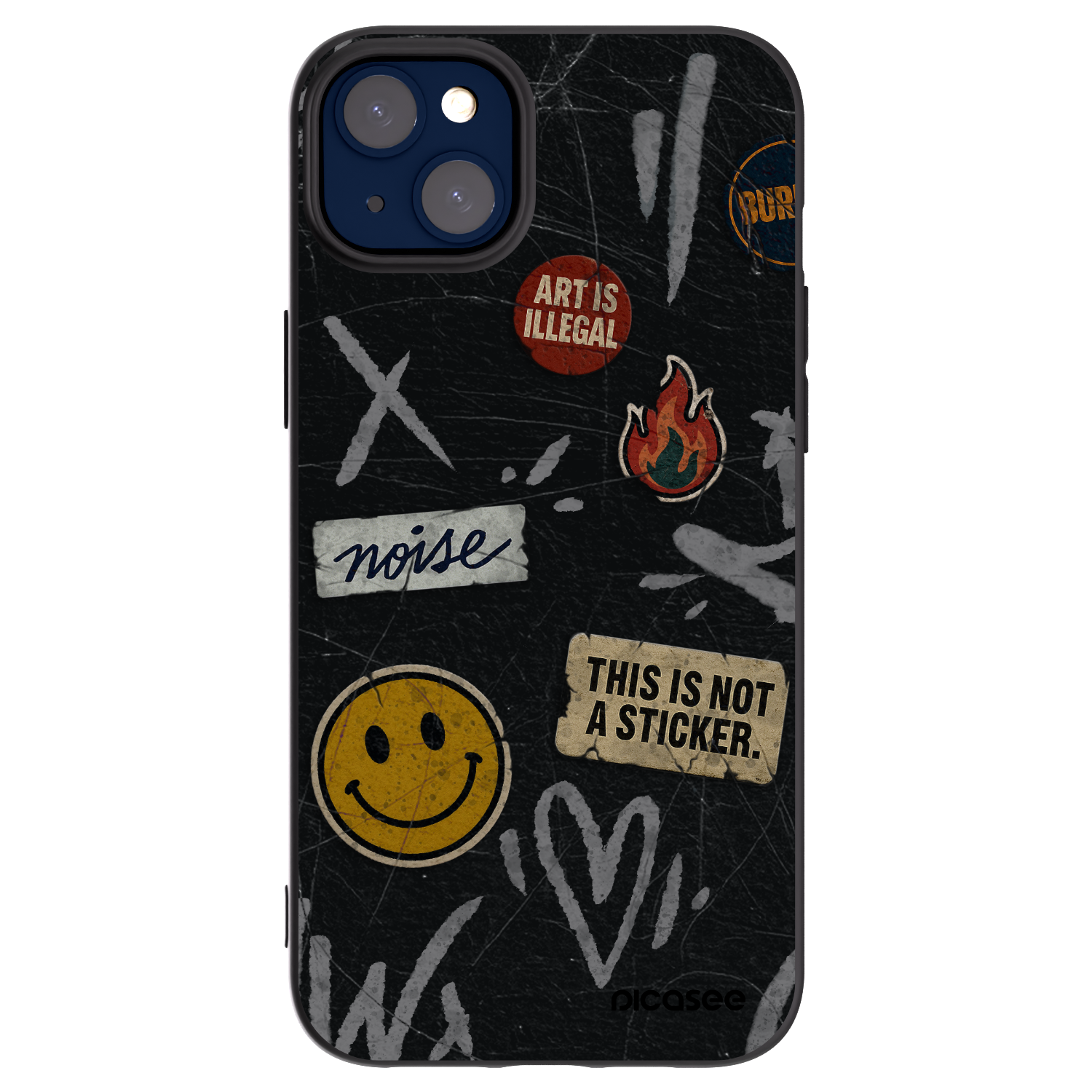 Picasee Μαύρη θήκη σιλικόνης για Apple iPhone 14 Plus - STICKERS x TAGS