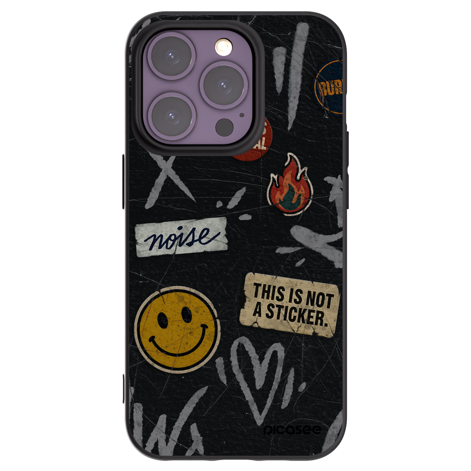 Picasee Μαύρη θήκη σιλικόνης για Apple iPhone 14 Pro - STICKERS x TAGS