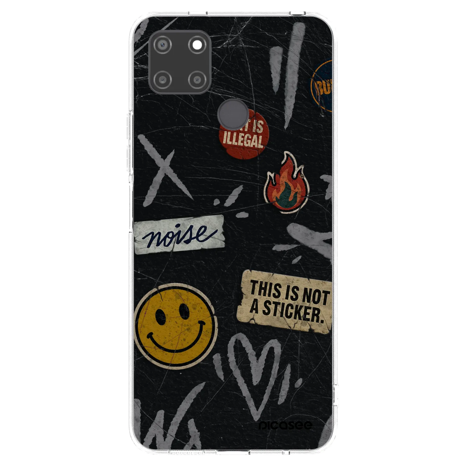 Picasee διαφανής θήκη σιλικόνης Realme C21Y - STICKERS x TAGS