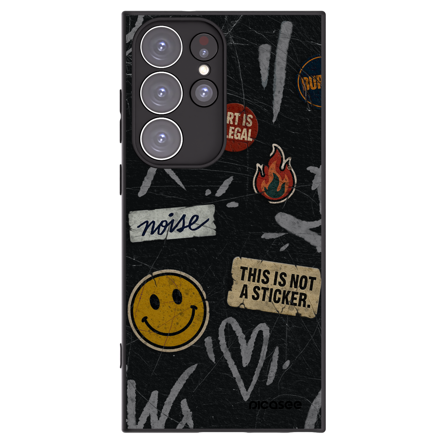 Picasee Μαύρη θήκη σιλικόνης για Samsung Galaxy S23 Ultra 5G - STICKERS x TAGS