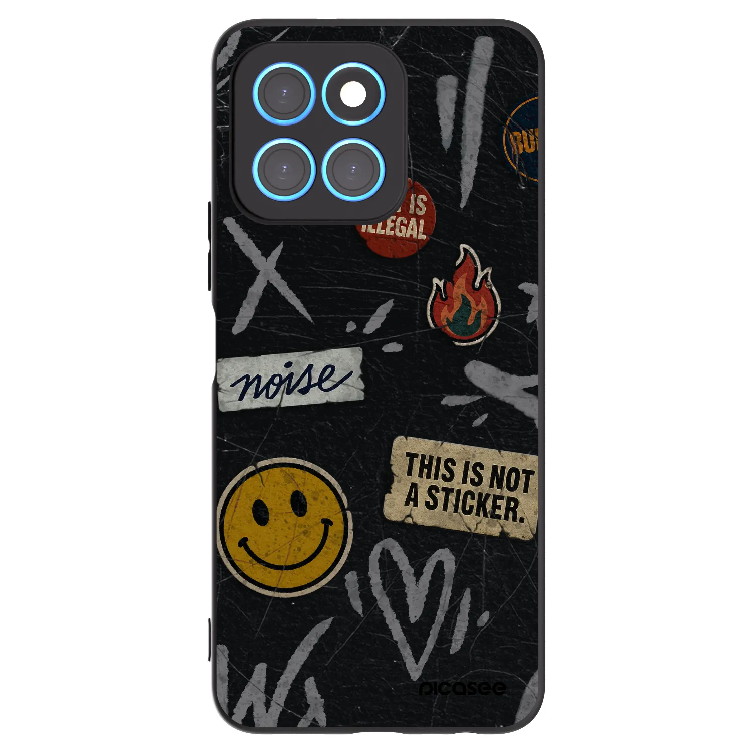 Picasee Μαύρη θήκη σιλικόνης για Honor X8 5G - STICKERS x TAGS