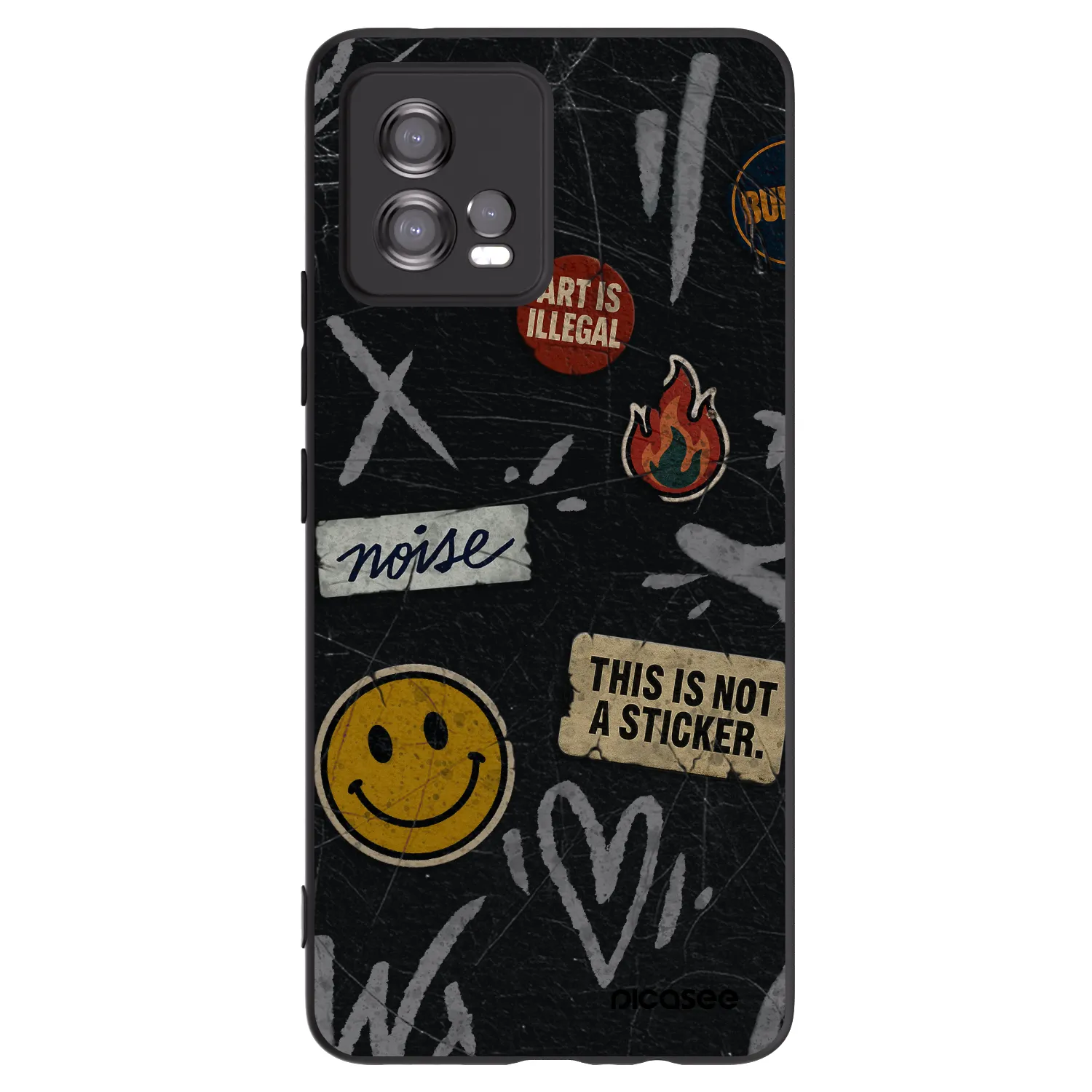 Picasee Μαύρη θήκη σιλικόνης για Motorola Moto G72 - STICKERS x TAGS