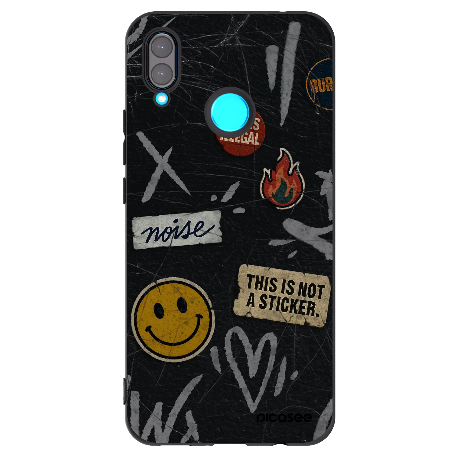 Picasee Μαύρη θήκη σιλικόνης για Huawei Nova 3 - STICKERS x TAGS