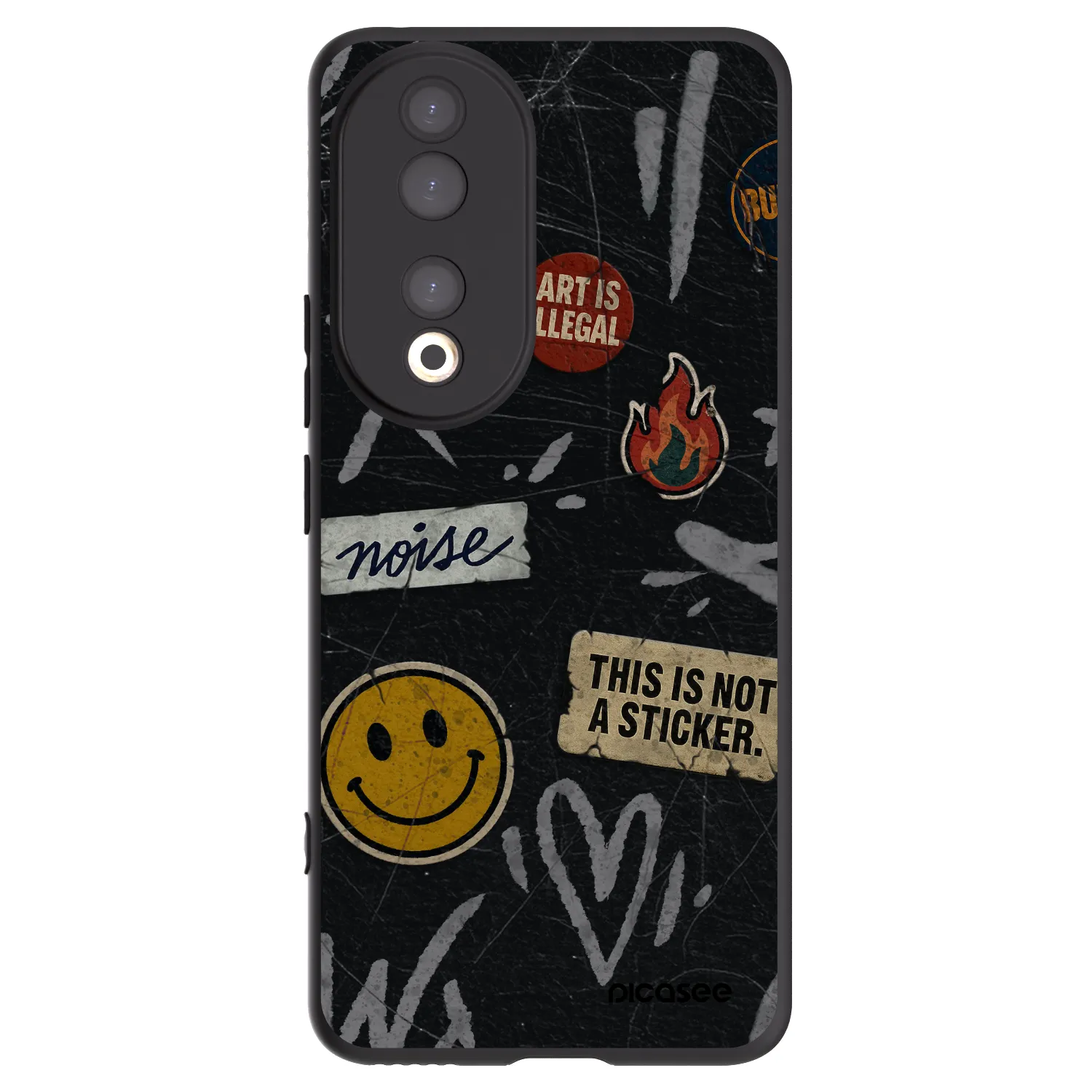 Picasee Μαύρη θήκη σιλικόνης για Honor 90 5G - STICKERS x TAGS